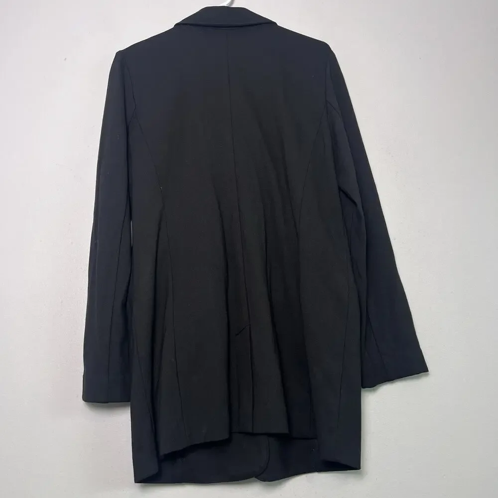J Jill Womens Black Blazer Jacket Casual Office Sz M Tall Simple Basic Minimal